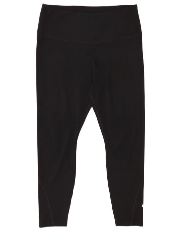 NIKE Womens Dri Fit Crop Leggings UK 18 XL Black Polyester