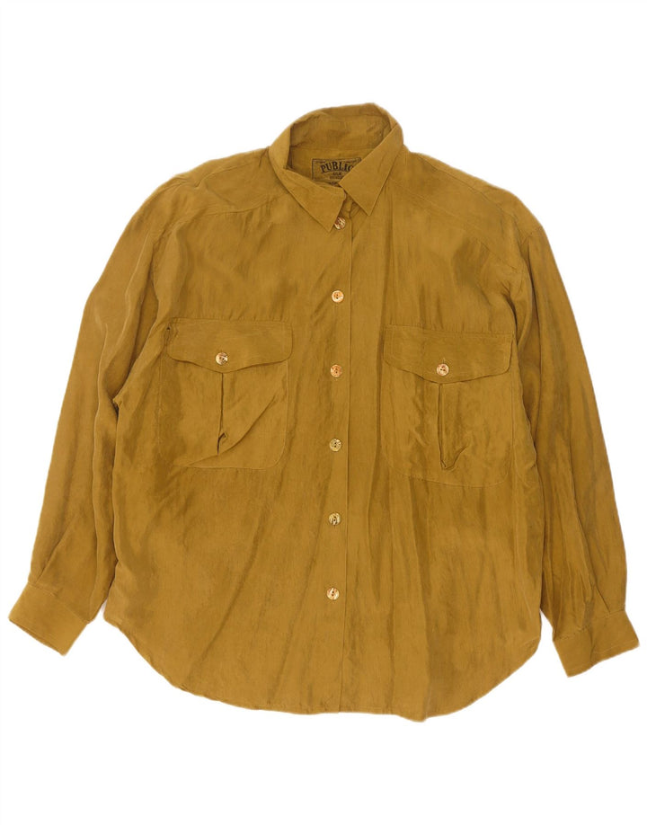 Public Womens Oversized Shirt Blouse EU 42 Large Khaki Silk