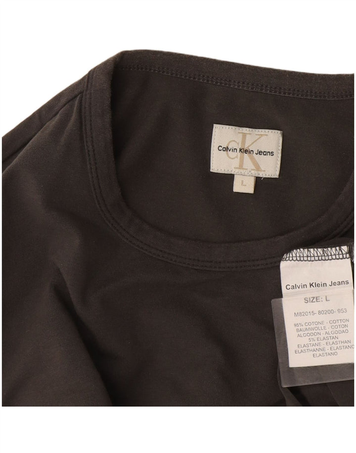 Calvin Klein Jeans Mens Graphic Top Long Sleeve Large Grey Cotton