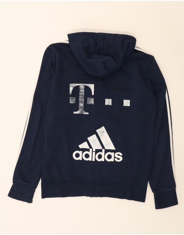 Adidas Mens Graphic Zip Hoodie Sweater Medium Navy Blue Colourblock Cotton