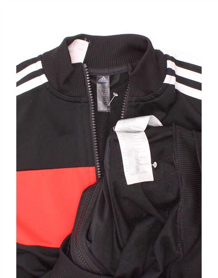 Adidas Boys Tracksuit Top Jacket 9-10 Years Black Colourblock Polyester