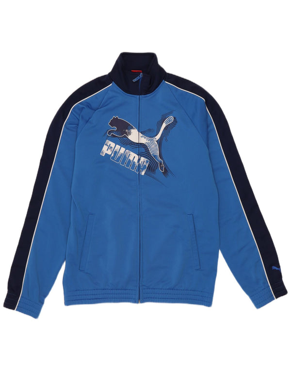 Puma Boys Graphic Tracksuit Top Jacket 13-14 Years Blue Colourblock
