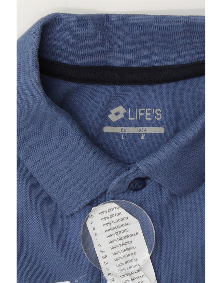 LOTTO Mens Life's Graphic Polo Shirt Large Blue Cotton