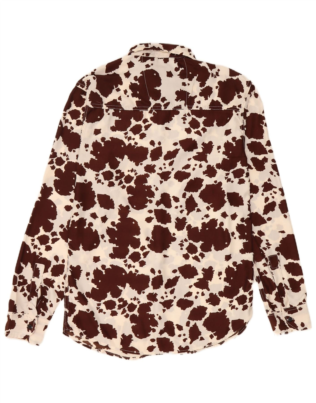 Vintage Mens Abstract Pattern Shirt Medium Brown Animal Print