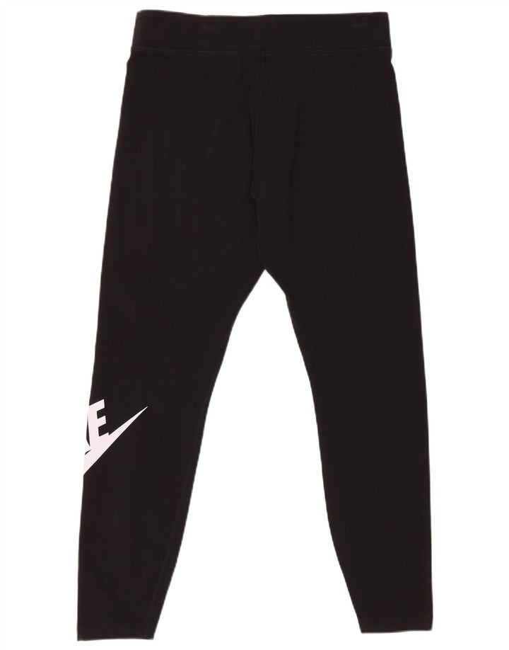 Nike Womens Crop Graphic Leggings UK 16 Large Black Cotton