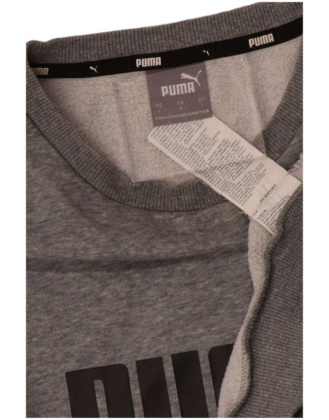 PUMA Mens Graphic Sweatshirt Jumper Large Grey Flecked Cotton