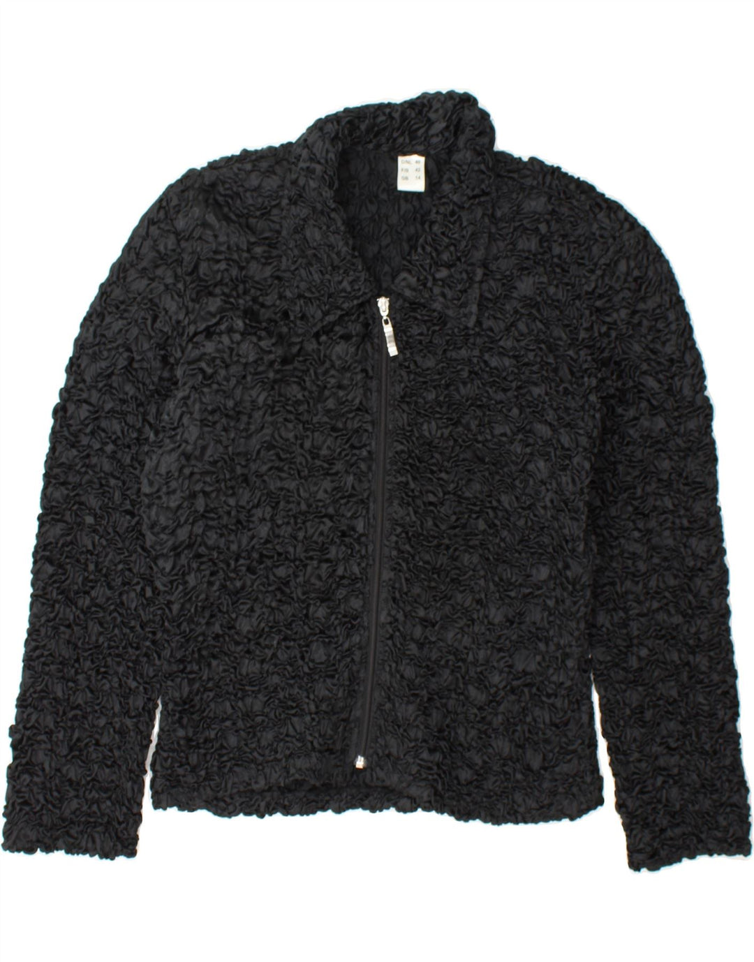 VINTAGE Womens Bomber Jacket UK 14 Large Black Polyester Vintage Vintage and Second-Hand Vintage from Messina Hembry 