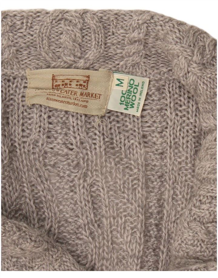 Aran Crafts Womens Longline Cardigan Sweater UK 12 Medium Grey Merino Wool
