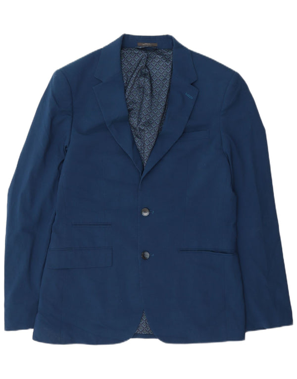 Marks & Spencer Mens 2 Button Blazer Jacket UK 38 Medium Blue Polyester