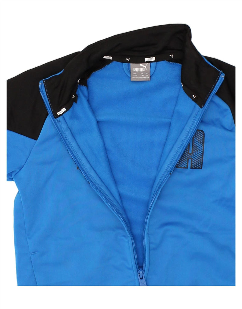 PUMA Boys Graphic Tracksuit Top Jacket 7-8 Years Blue Colourblock | Vintage Puma | Thrift | Second-Hand Puma | Used Clothing | Messina Hembry 