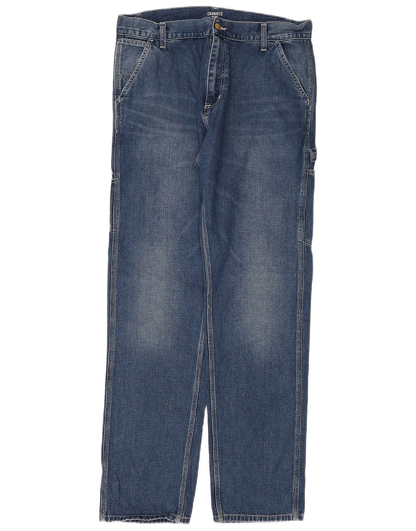 Carhartt Mens Wip Cargo Straight Jeans W34 L34 Blue Cotton