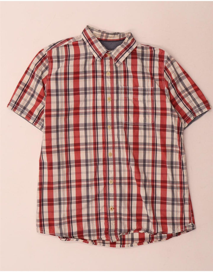 Fat Face Mens Short Sleeve Shirt Large Red Check Cotton