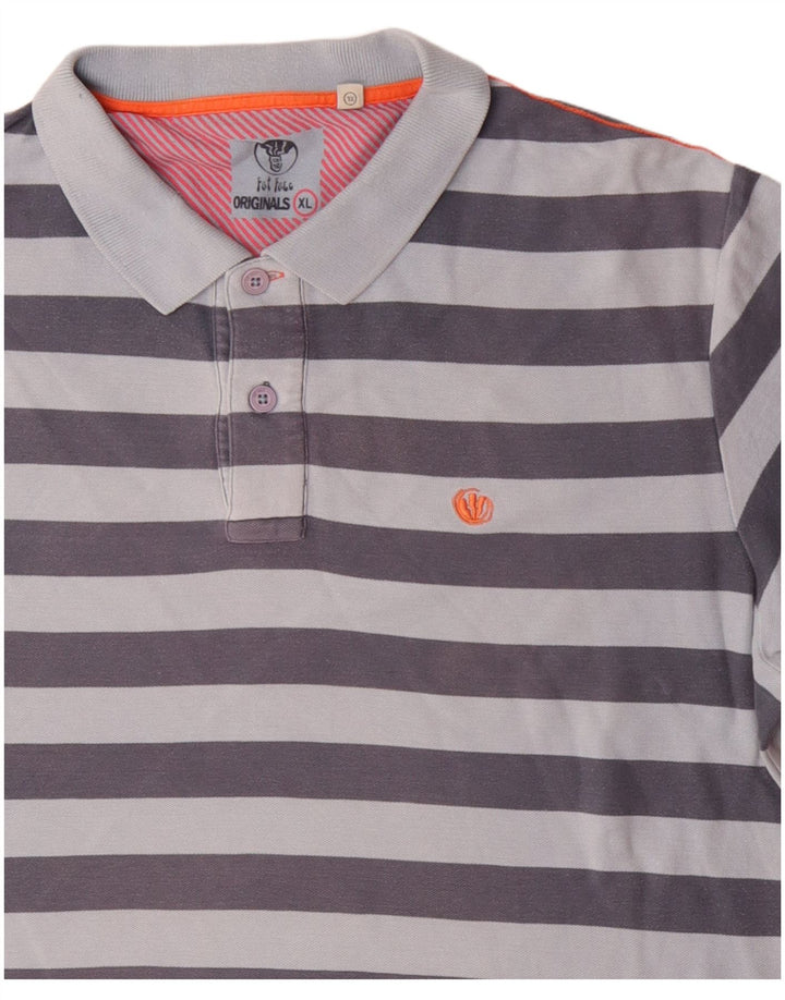 FAT FACE Mens Polo Shirt XL Blue Striped Cotton