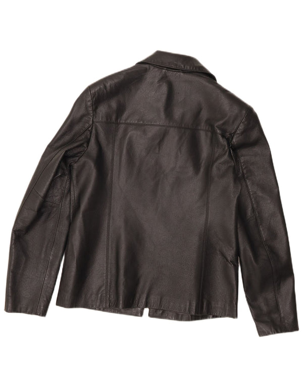 Planet Mens Leather Jacket IT 46 Small Black Leather