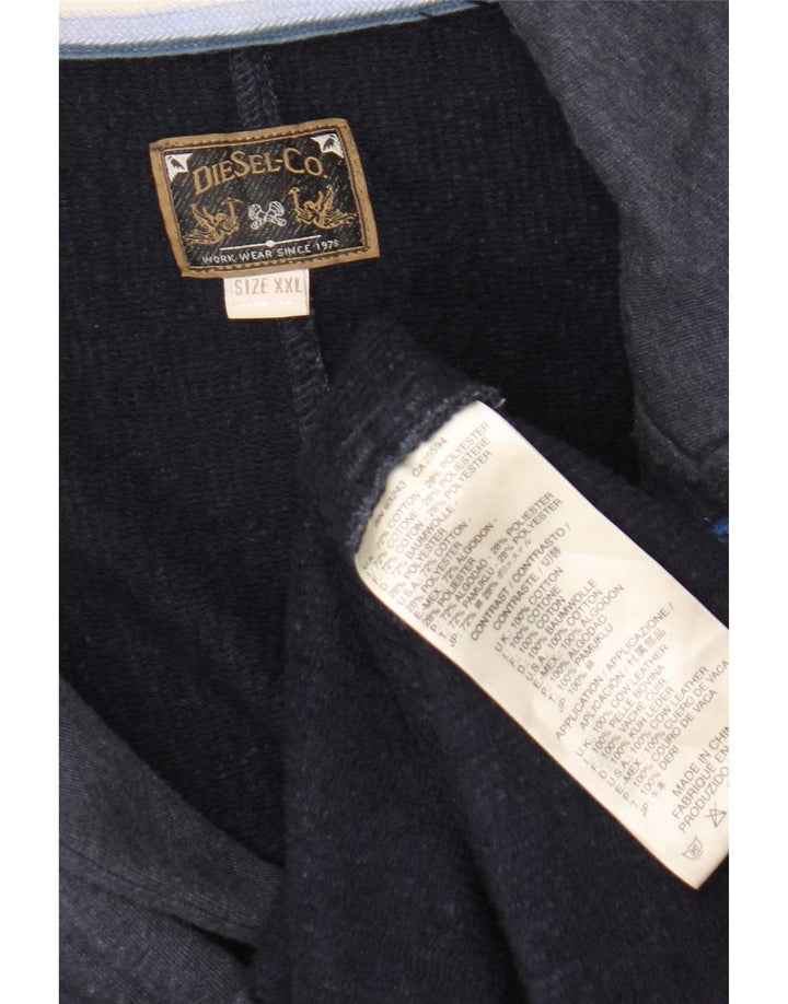 Diesel Mens Double Breasted Blazer Jacket UK 44 2XL Navy Blue Cotton