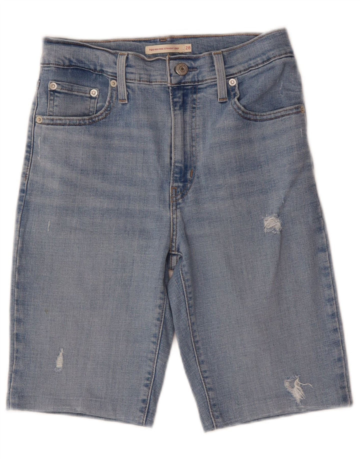 Levi's Womens Distressed High Rise Denim Shorts W28 Medium Blue Cotton