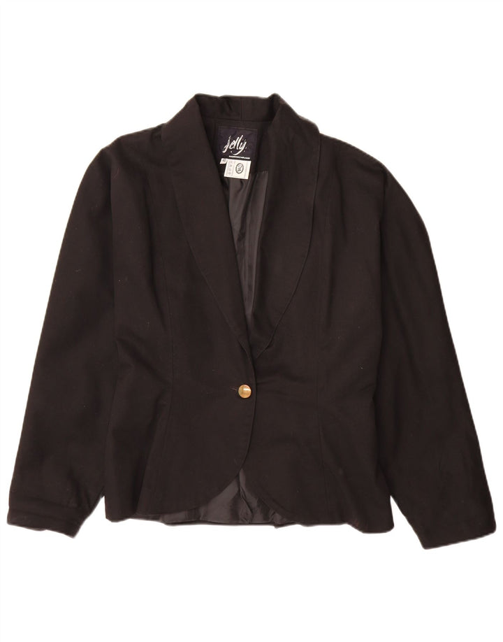 C & A Womens 1 Button Blazer Jacket EU 40 Medium Black Cotton