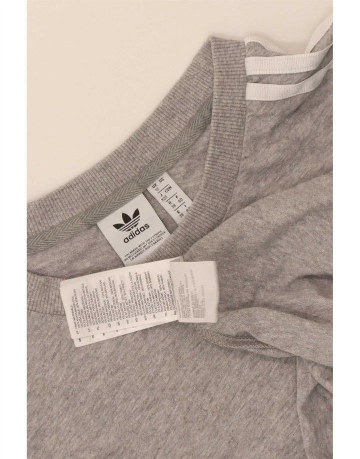 Adidas Womens T-Shirt Top UK 12 Medium Grey Cotton
