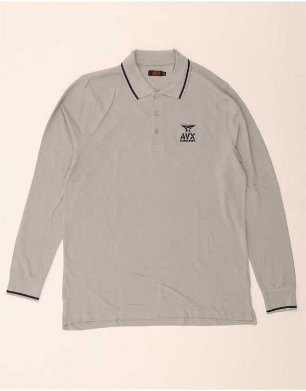 Avirex Mens Long Sleeve Polo Shirt XL Grey Cotton