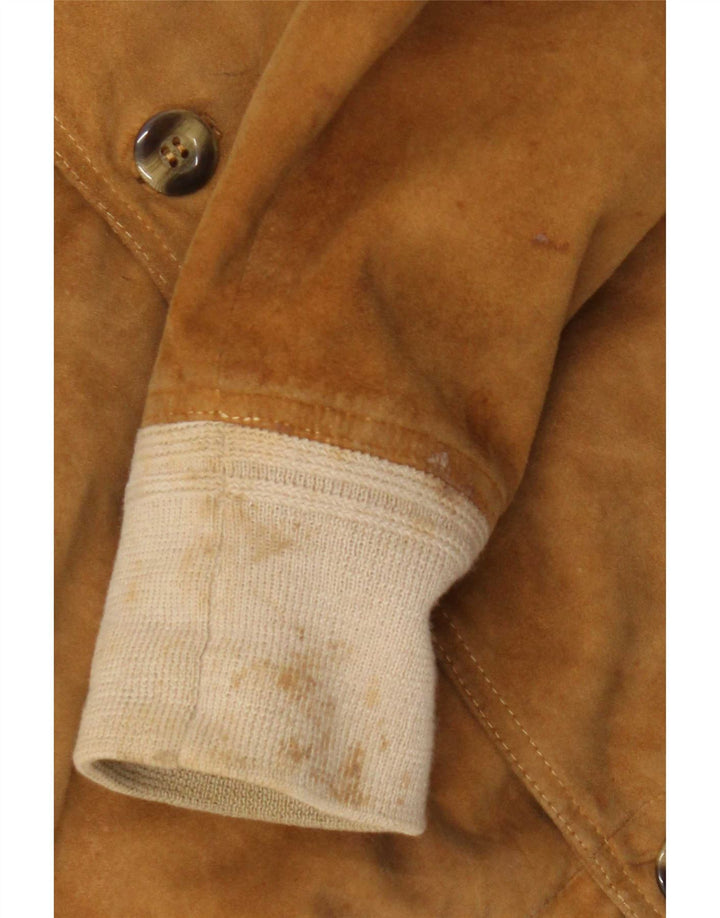 Vintage Mens Suede Bomber Jacket IT 52 XL Beige Leather