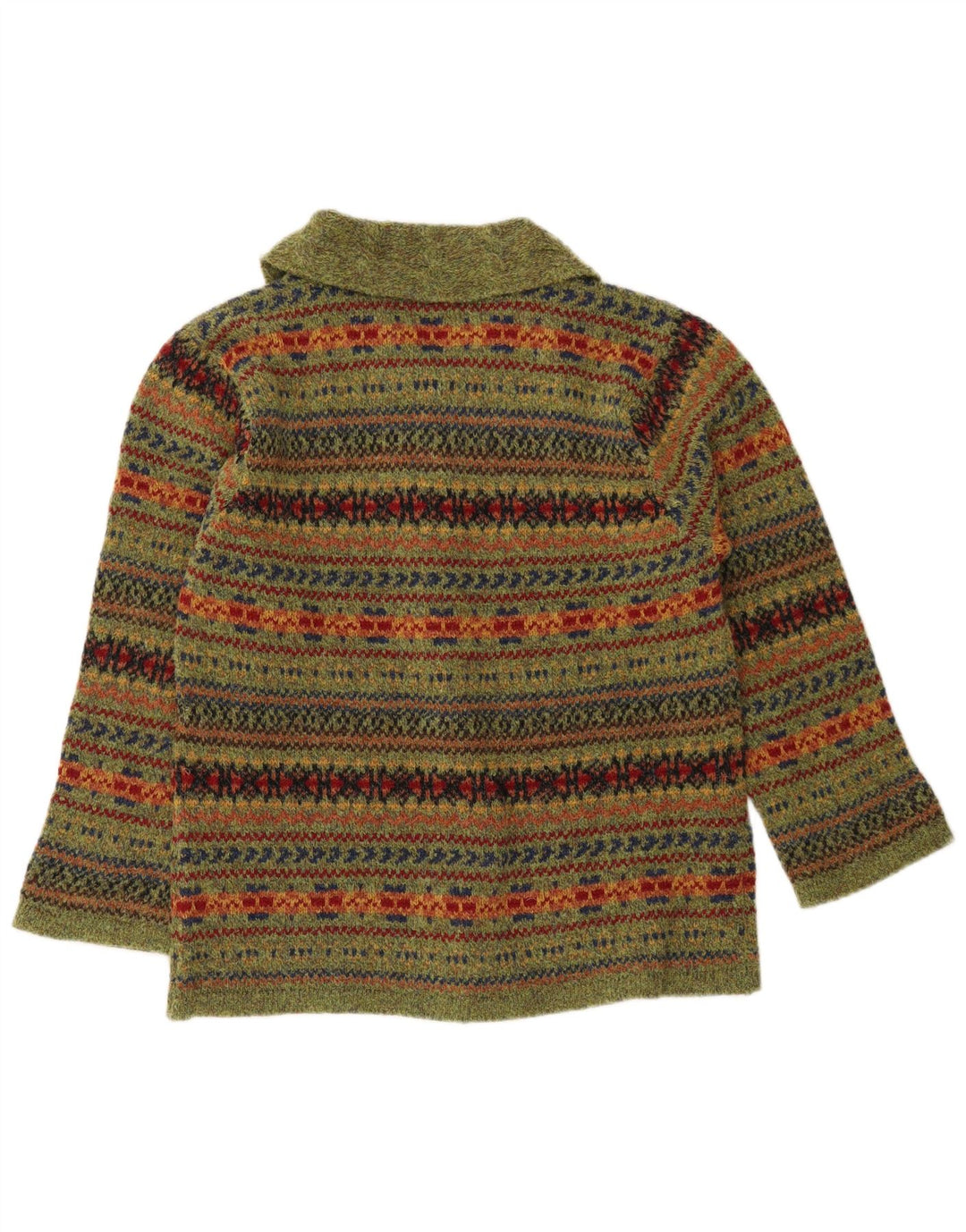 Millar Womens Oversized Cardigan Sweater UK 10 Small Khaki Fair Isle