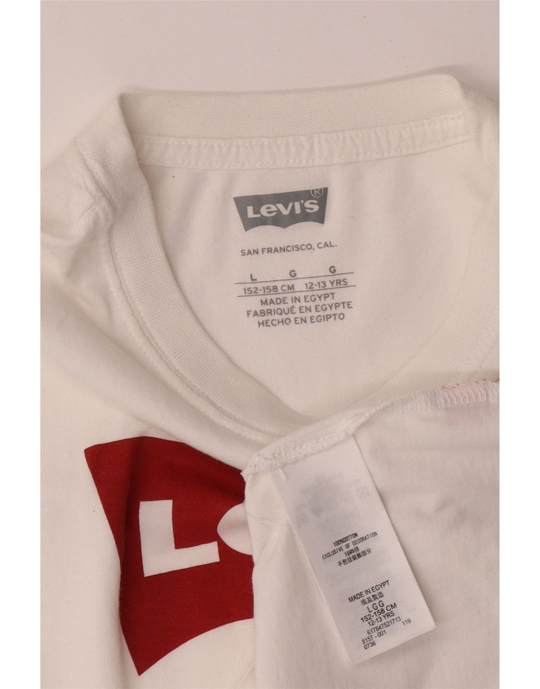 LEVI'S Boys Graphic T-Shirt Top 12-13 Years Large White Cotton