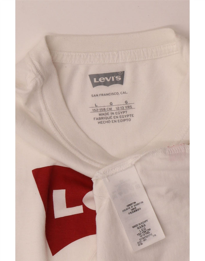 LEVI'S Boys Graphic T-Shirt Top 12-13 Years Large White Cotton