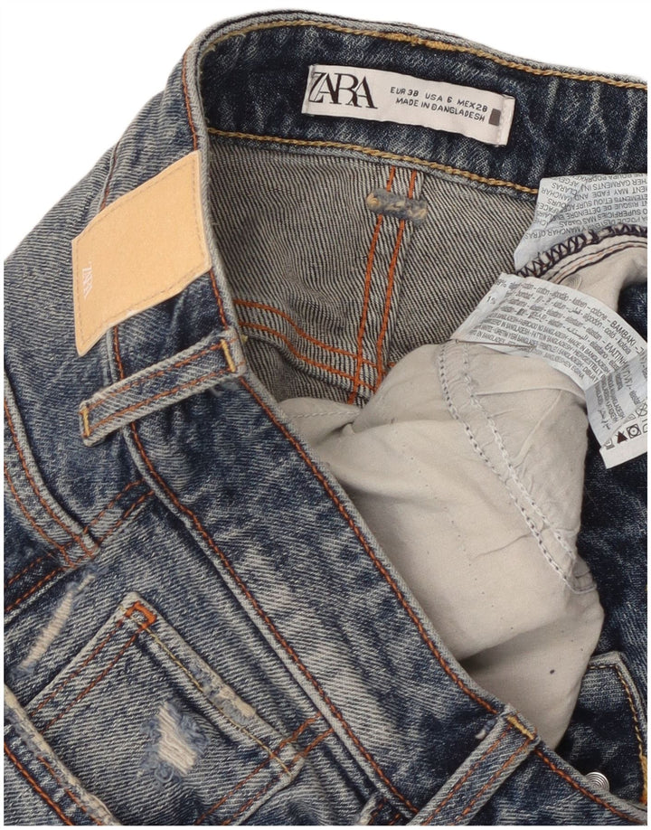 Zara Womens Distressed Straight Jeans EU 38 Small W30 L28 Blue Cotton