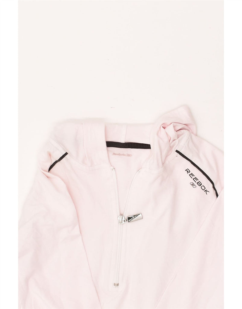 REEBOK Womens Hoodie Jumper UK 12 Medium Pink Cotton | Vintage Reebok | Thrift | Second-Hand Reebok | Used Clothing | Messina Hembry 