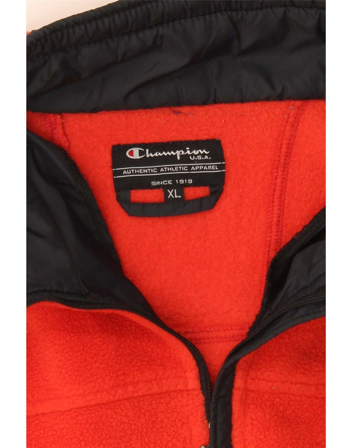 Champion Mens Zip Neck Fleece Jumper XL Orange Polyester