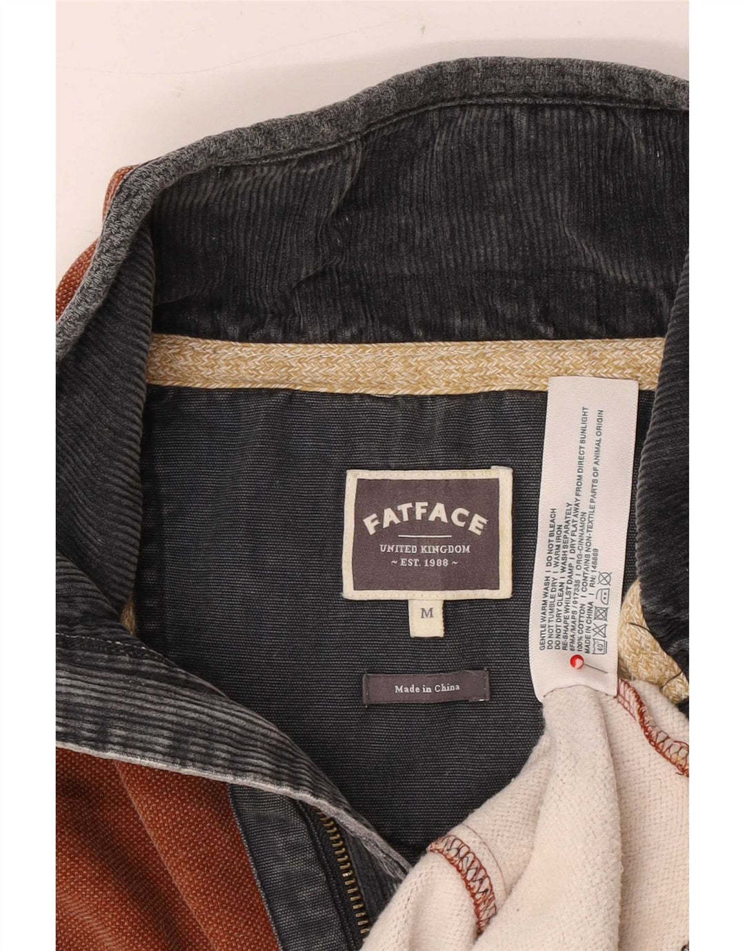 Fat Face Mens Zip Neck Sweatshirt Jumper Medium Brown Cotton