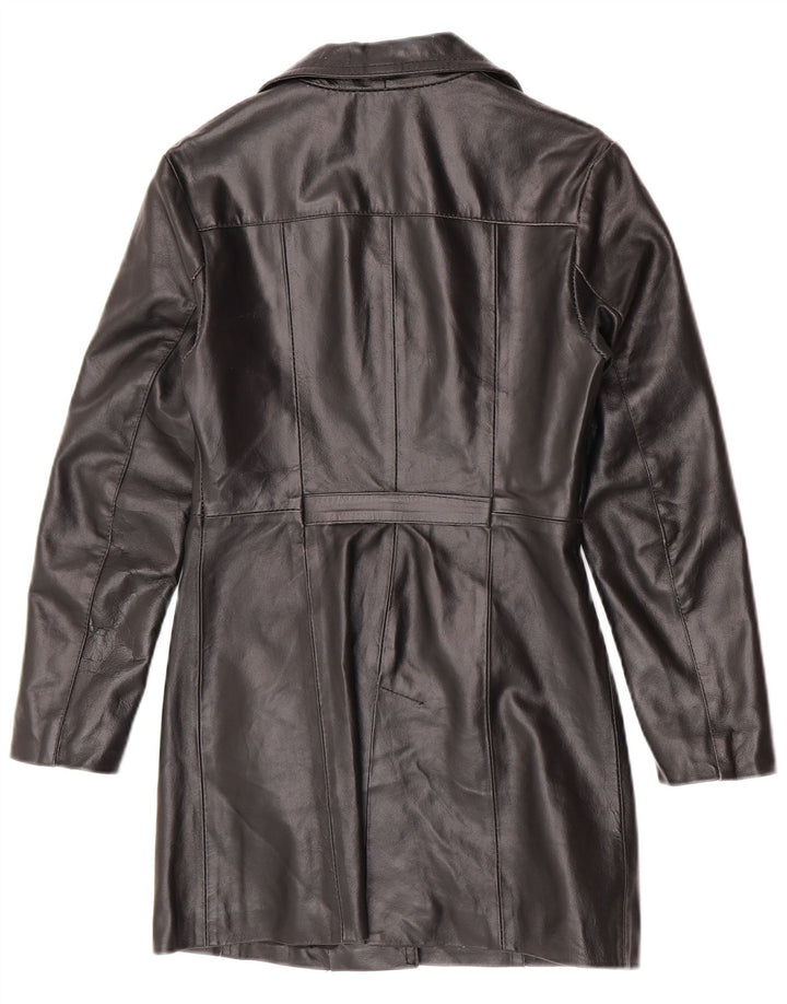BAYSIDE Womens Leather Coat UK 10 Small Black Leather