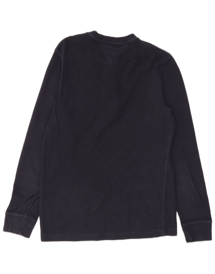 TOMMY HILFIGER Mens Top Long Sleeve Medium Navy Blue Cotton