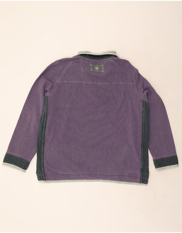 Fat Face Mens Zip Neck Sweatshirt Jumper 2XL Purple Colourblock Cotton