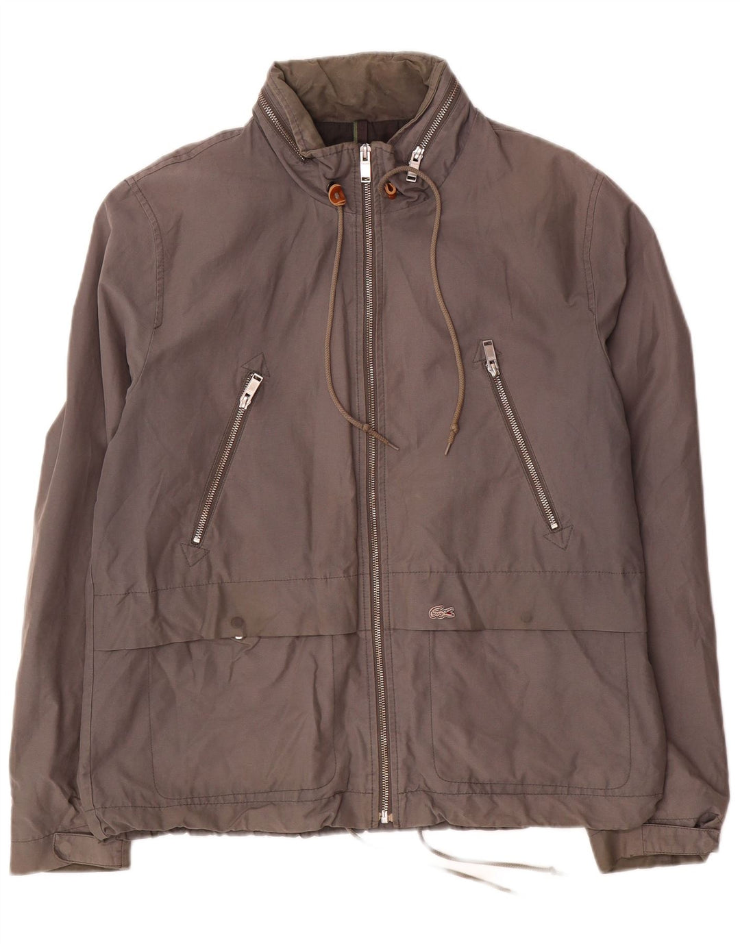 Lacoste Mens Hooded Bomber Jacket IT 52 XL Grey Cotton