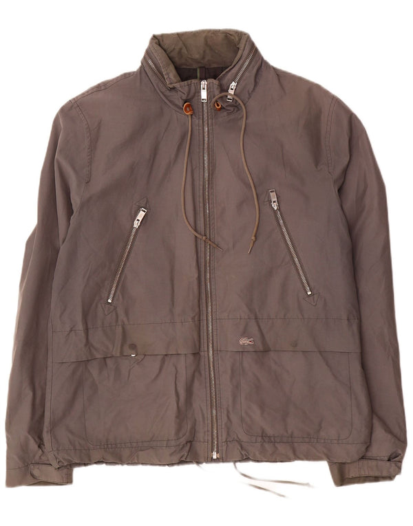 Lacoste Mens Hooded Bomber Jacket IT 52 XL Grey Cotton