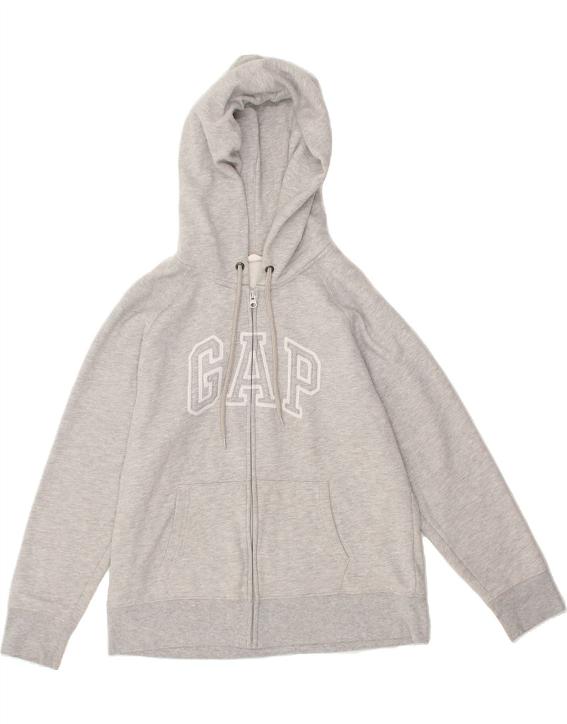 GAP Womens Zip Hoodie Sweater UK 16 Large Grey Cotton | Vintage Gap | Thrift | Second-Hand Gap | Used Clothing | Messina Hembry 