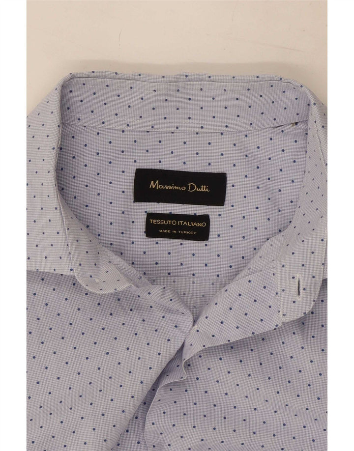 Massimo Dutti Mens Shirt Medium Blue Spotted