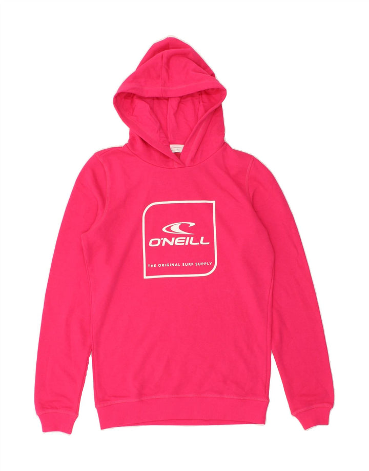 O'NEILL Girls Graphic Hoodie Jumper 15-16 Years Pink Cotton Vintage O'Neill and Second-Hand O'Neill from Messina Hembry 