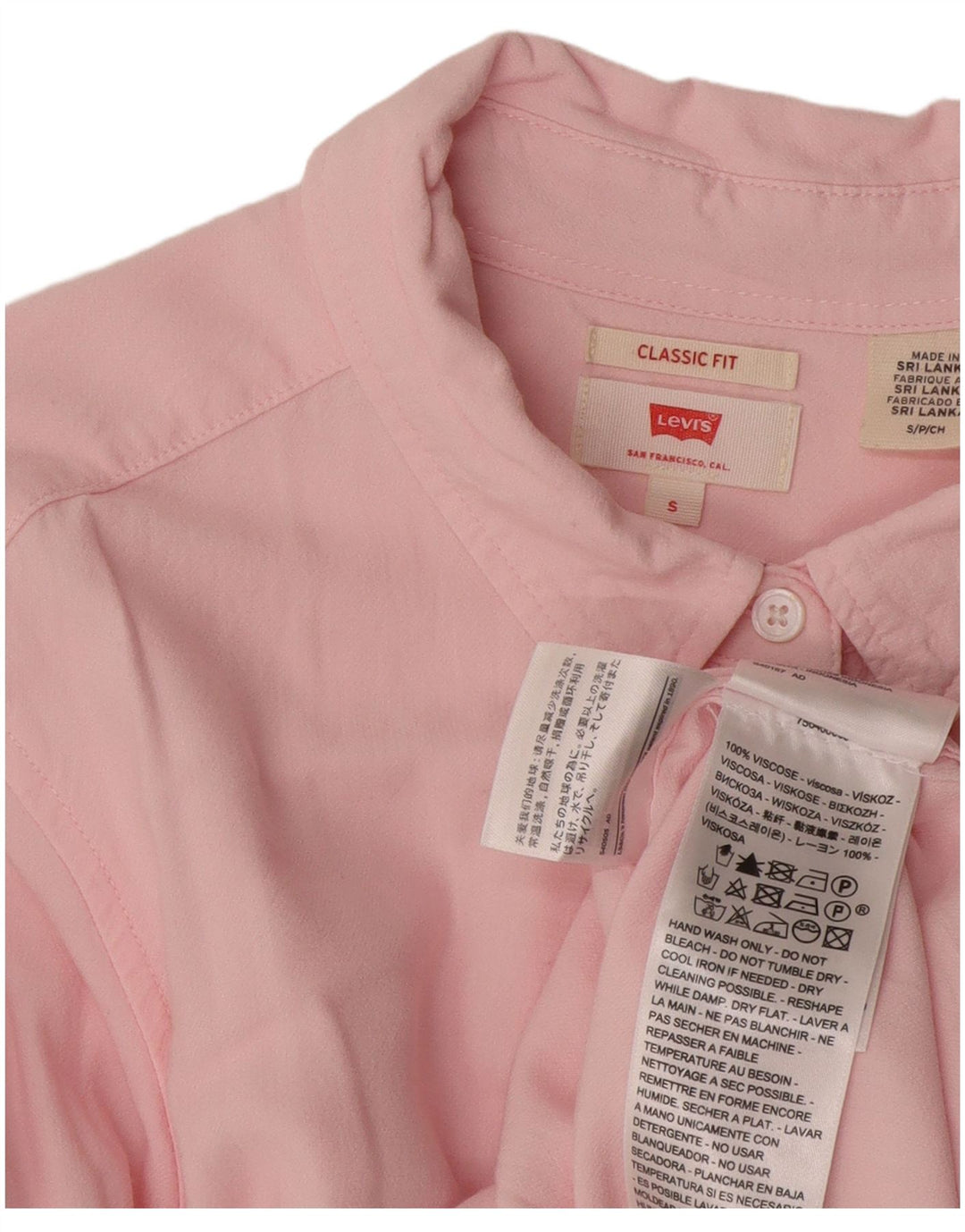Levi's Womens Classic Fit Shirt UK 10 Small Pink Viscose
