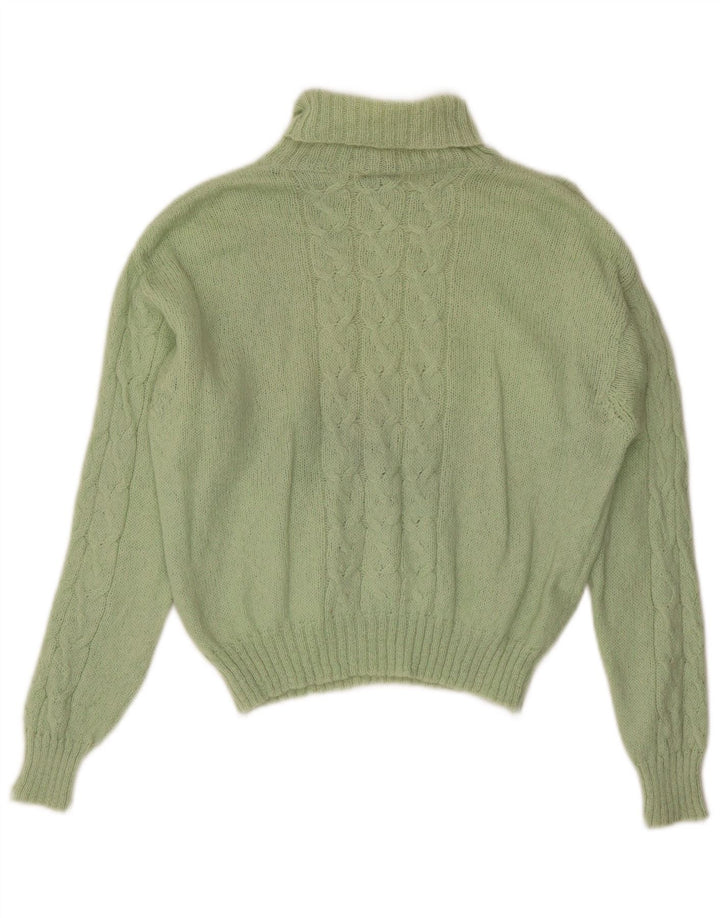 Vintage Womens Crop Roll Neck Jumper Sweater UK 14 Medium Green