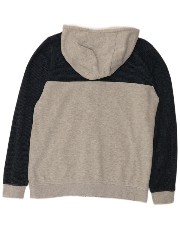 Animal Mens Zip Hoodie Sweater Large Grey Colourblock Cotton