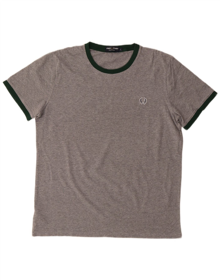FRED PERRY Mens T-Shirt Top Large Grey Cotton