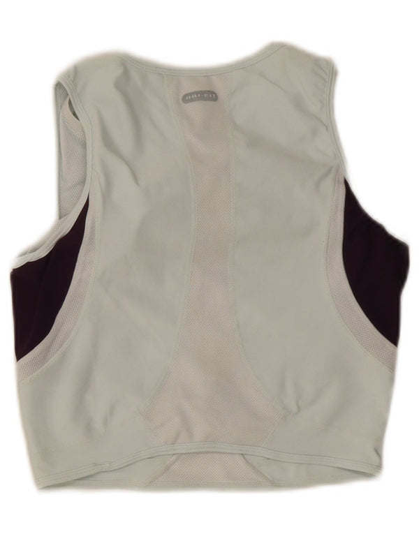 Nike Womens Crop Vest Top UK 14/16 Large Blue Colourblock Polyester