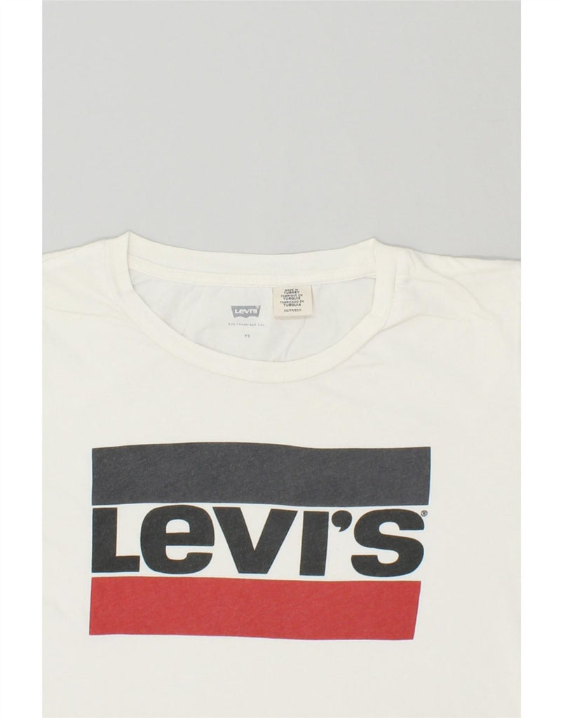 LEVI'S Womens Graphic T-Shirt Top UK 6 XS White Vintage Levi's and Second-Hand Levi's from Messina Hembry 