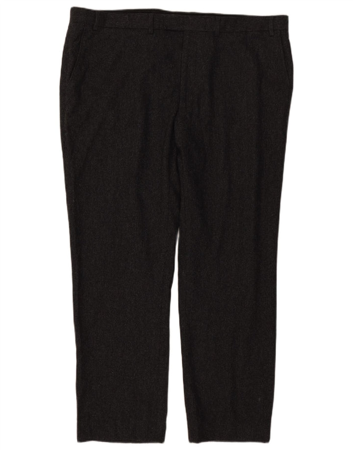 Marks & Spencer Mens Straight Suit Trousers W42 L31 Grey Wool