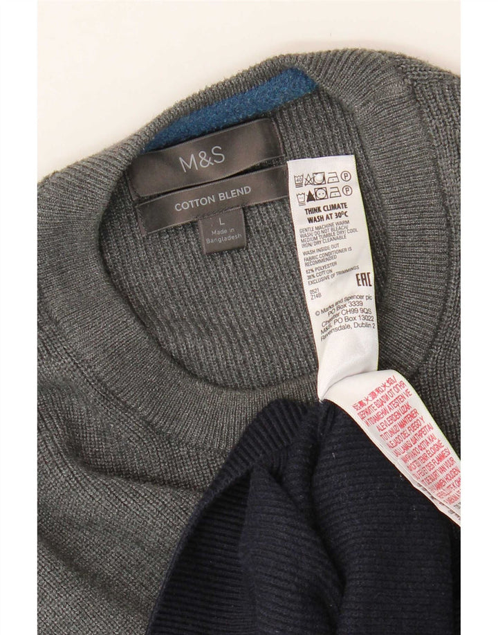 Marks & Spencer Mens Crew Neck Jumper Sweater Large Multicoloured Striped
