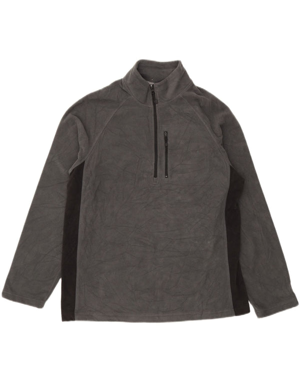 Starter Mens Zip Neck Fleece Jumper UK 42/44 Large Grey Colourblock