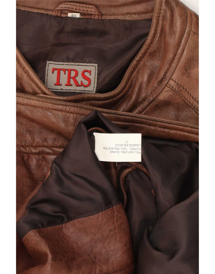 Vintage Mens Leather Jacket IT 60 4XL Brown