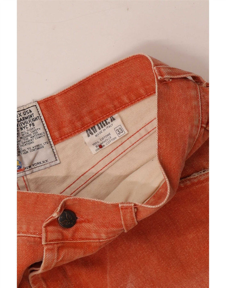 Avirex Mens Straight Jeans W33 L29 Orange Cotton
